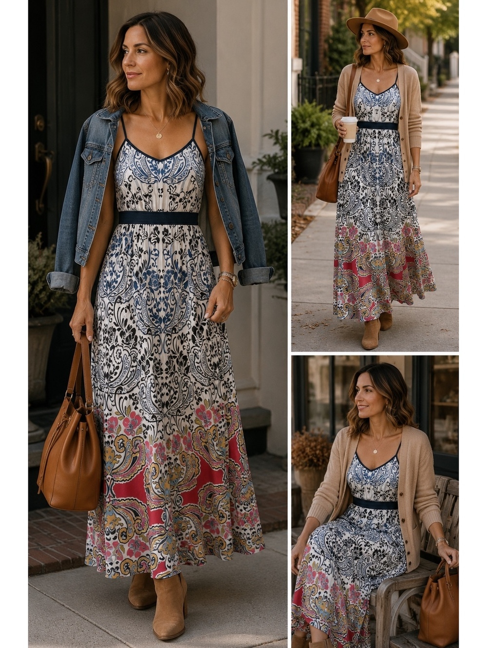 Linea Donatella Stretchy Sleeveless Maxi Dress White & Navy Paisley SM